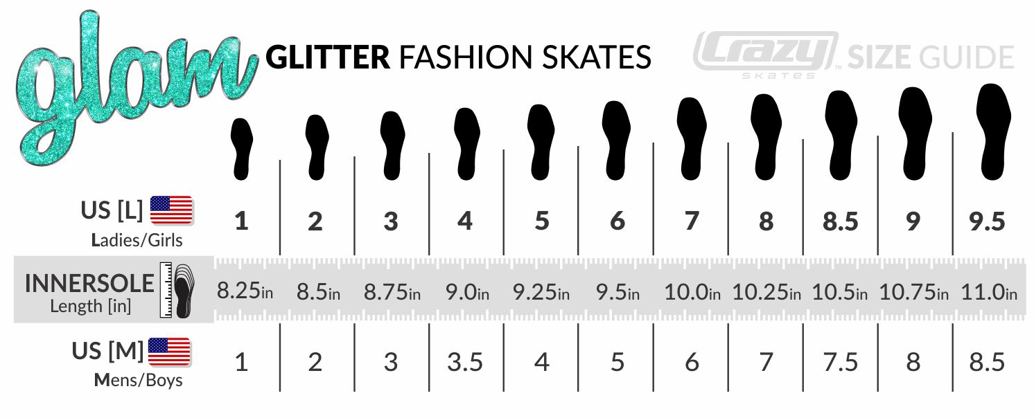 GLAM CrazySkatesSizeGuide2019 USA