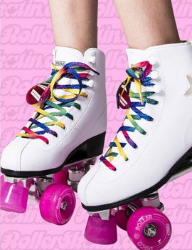 CRAZY Rainbow Glitter Skate Laces 72 or 84