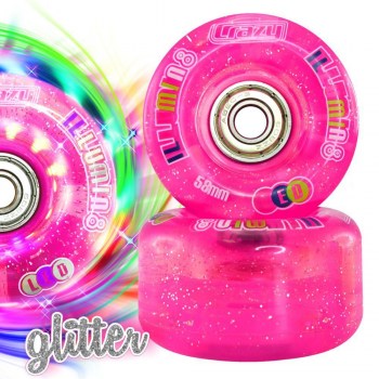 Set of 8 CRAZY iLLUMIN8 LED Light Up Wheels Pink