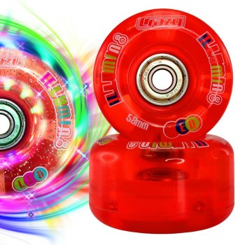 Set of 8 CRAZY iLLUMIN8 LED Light Up Wheels Red
