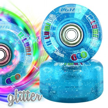 Set of 8 CRAZY iLLUMIN8 LED Light Up Wheels Teal