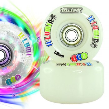 Set of 8 CRAZY iLLUMIN8 LED Light Up Wheels White